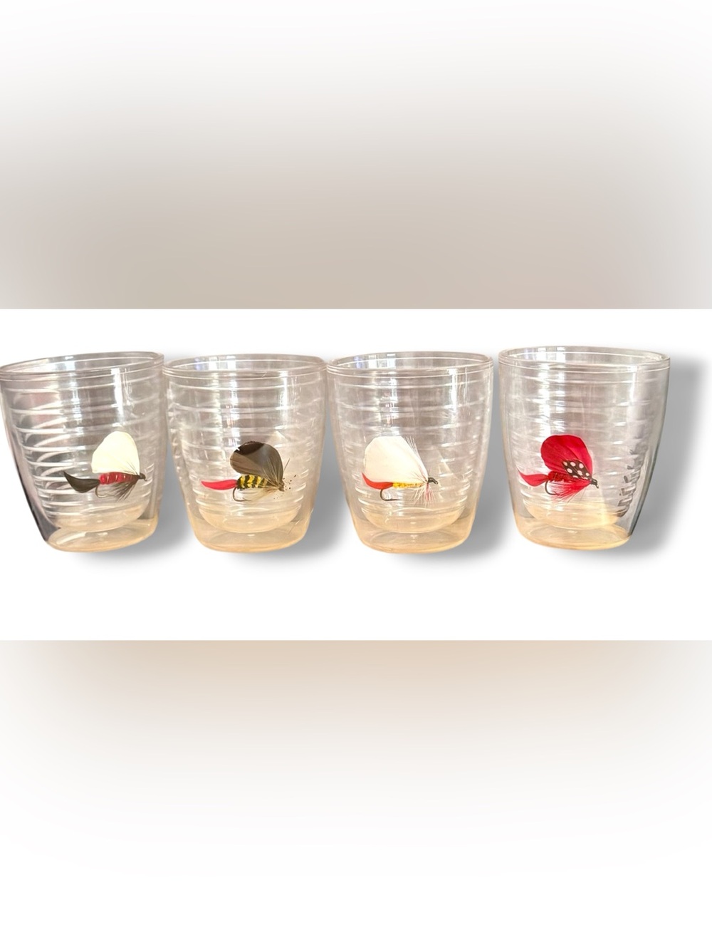 Vintage Tervis Tumblers with Fly-Fishing Lures set of 4 12 oz